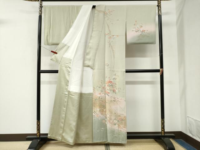 平和屋着物●訪問着 友禅 立波枝花文 暈し染め 正絹 逸品 CABM3765yc