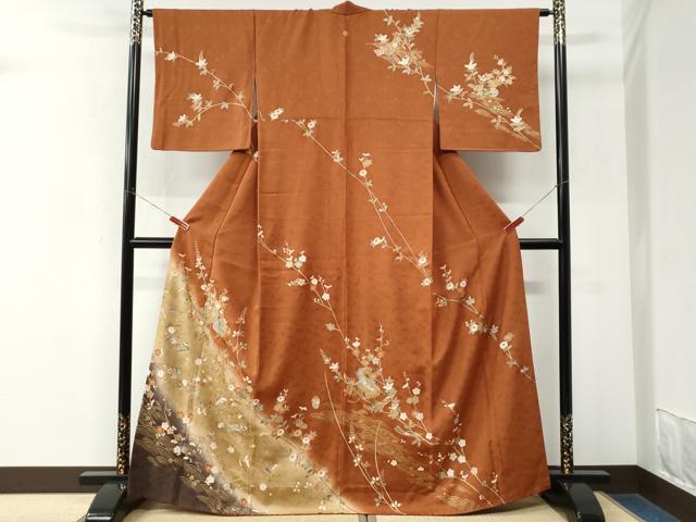 平和屋着物●訪問着 駒刺繍 文箱浜松花文 暈し染め 金彩 正絹 逸品 CABM3773yc