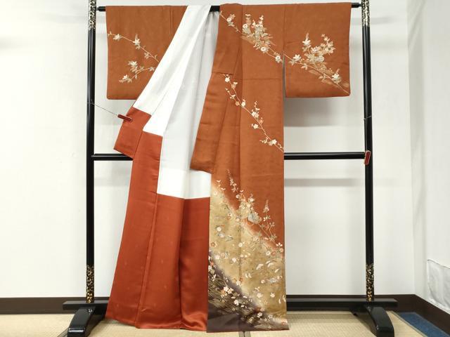 平和屋着物●訪問着 駒刺繍 文箱浜松花文 暈し染め 金彩 正絹 逸品 CABM3773yc