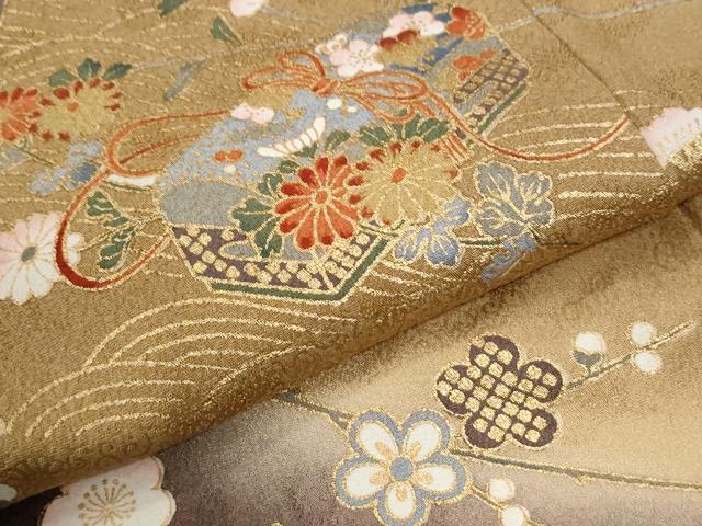 平和屋着物●訪問着 駒刺繍 文箱浜松花文 暈し染め 金彩 正絹 逸品 CABM3773yc