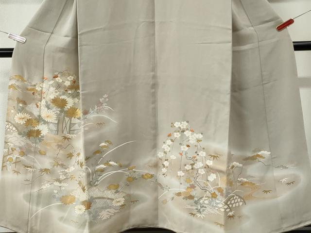平和屋着物●創業460年・千總 色留袖 駒刺繍 流水籬松竹梅花文 暈し染め 金彩 正絹 逸品 CABM3775yc