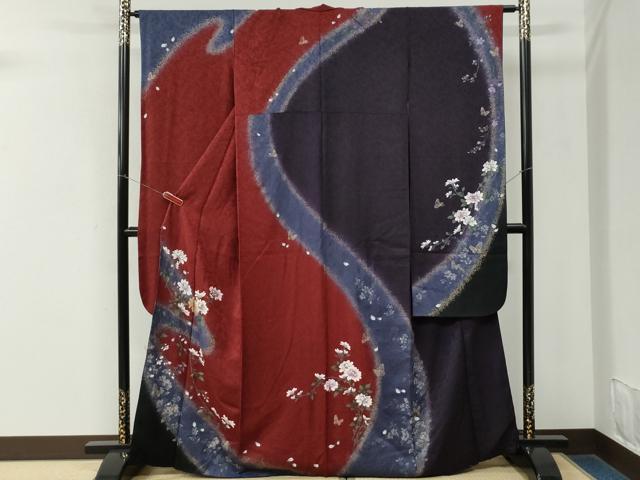 平和屋着物●豪華振袖 花蝶文 暈し染め 金彩 やまと誂製 正絹 逸品 CABM3778yc