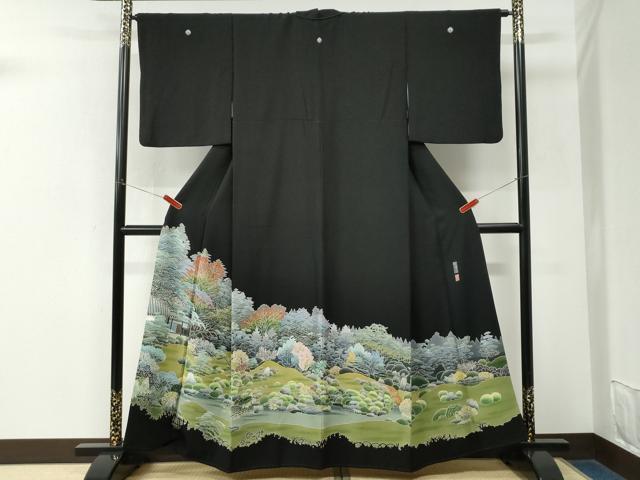 平和屋着物●本加賀友禅作家 西尾翠峰 黒留袖 龍潭寺 正絹 逸品 CABM3783yc