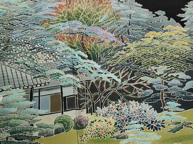 平和屋着物●本加賀友禅作家 西尾翠峰 黒留袖 龍潭寺 正絹 逸品 CABM3783yc