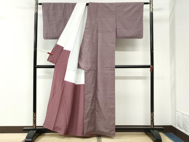 平和屋着物●結城紬 色無地 浅紫色 正絹 逸品 未使用 CABM3801yc