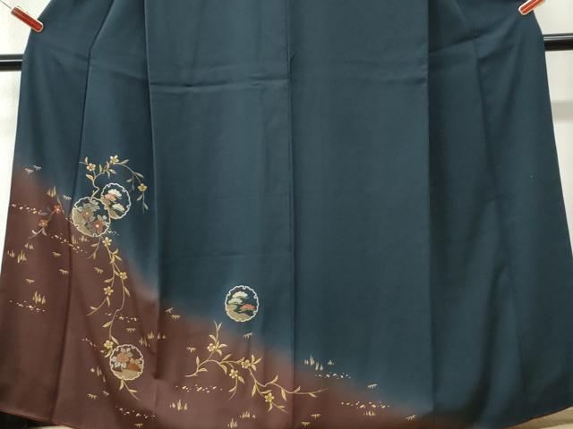 平和屋着物●訪問着 刺繍 雪輪草花文 暈し染め 金彩 正絹 逸品 CABM3803yc