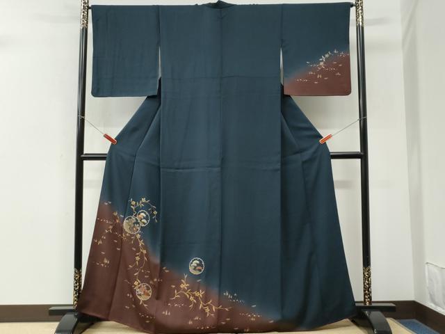 平和屋着物●訪問着 刺繍 雪輪草花文 暈し染め 金彩 正絹 逸品 CABM3803yc