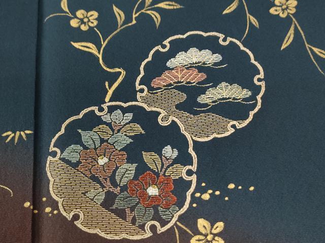 平和屋着物●訪問着 刺繍 雪輪草花文 暈し染め 金彩 正絹 逸品 CABM3803yc
