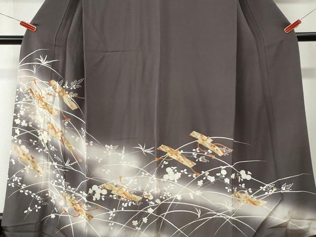 平和屋着物●訪問着 駒刺繍 短冊草花文 暈し染め 金彩 鬼しぼ縮緬 正絹 逸品 未使用 CABM3804yc