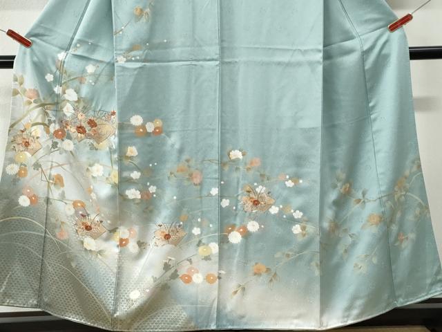 平和屋着物●中国三大刺繍 スワトウ刺繍 訪問着 地紙網目枝花文 暈し染め 金彩 正絹 逸品 未使用 CABM3812yc