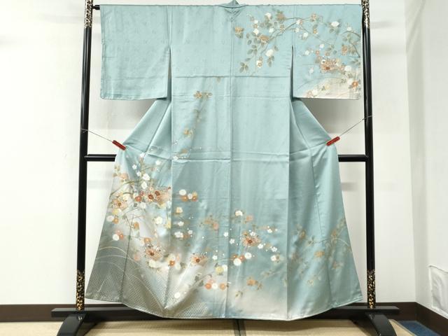 平和屋着物●中国三大刺繍 スワトウ刺繍 訪問着 地紙網目枝花文 暈し染め 金彩 正絹 逸品 未使用 CABM3812yc