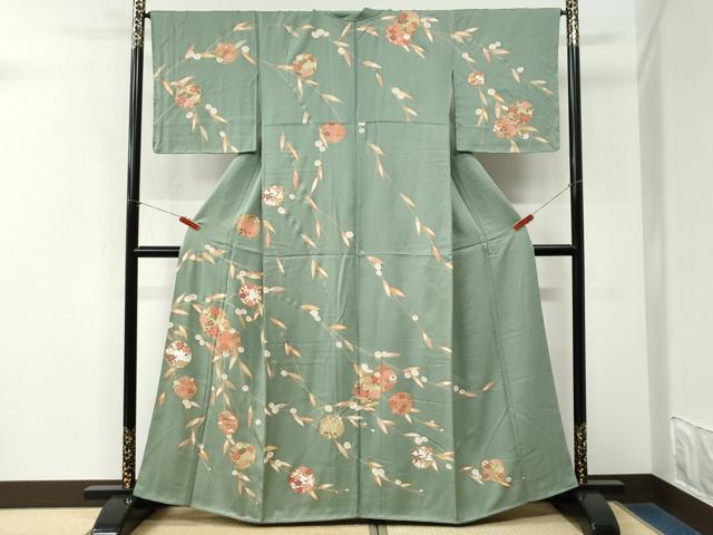 平和屋着物●訪問着 雪輪牡丹枝花文 金彩 正絹 逸品 未使用 CABM3824yc