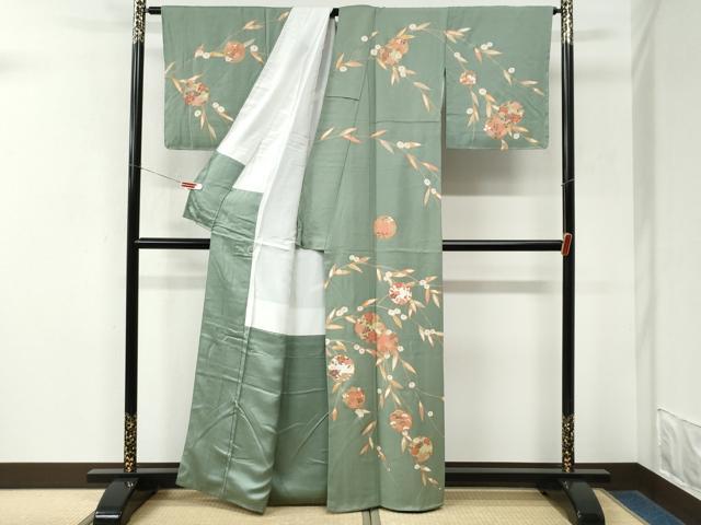 平和屋着物●訪問着 雪輪牡丹枝花文 金彩 正絹 逸品 未使用 CABM3824yc