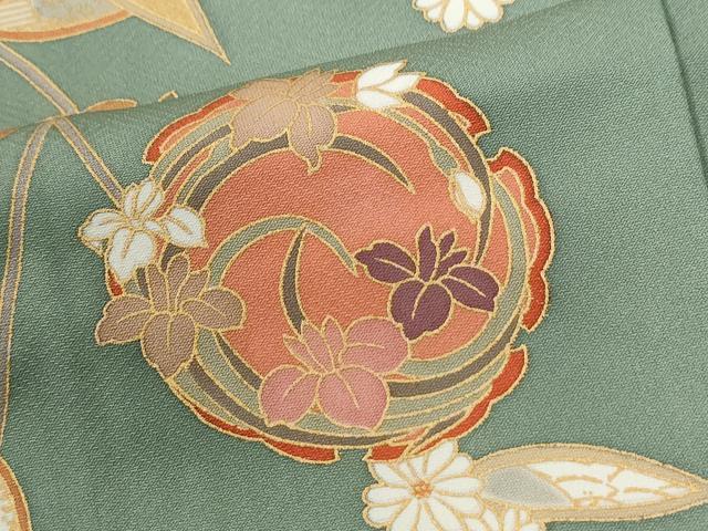 平和屋着物●訪問着 雪輪牡丹枝花文 金彩 正絹 逸品 未使用 CABM3824yc