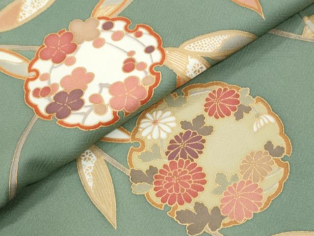 平和屋着物●訪問着 雪輪牡丹枝花文 金彩 正絹 逸品 未使用 CABM3824yc