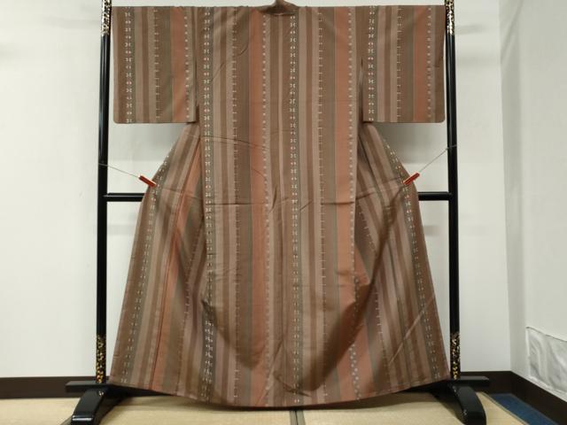 平和屋着物●上質な紬 花織 吉祥間道 正絹 逸品 CABM3825yc