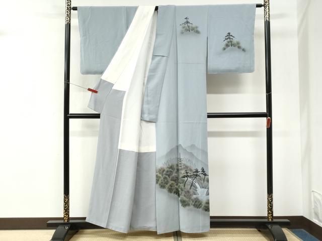 平和屋着物●訪問着 手描き 遠山京風景文 暈し染め 正絹 逸品 未使用 CABM3835yc