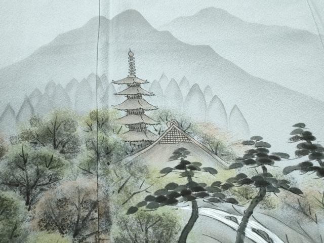 平和屋着物●訪問着 手描き 遠山京風景文 暈し染め 正絹 逸品 未使用 CABM3835yc