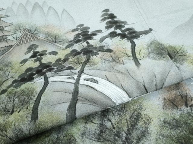平和屋着物●訪問着 手描き 遠山京風景文 暈し染め 正絹 逸品 未使用 CABM3835yc
