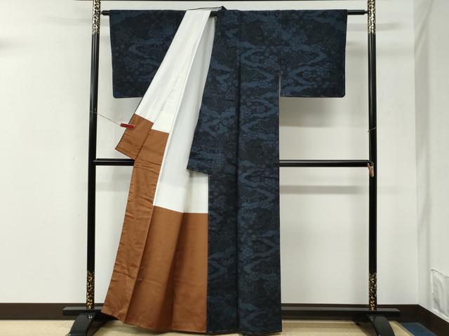平和屋着物●結城紬 100亀甲 流水籬花文 正絹 逸品 未使用 CABM3839yc