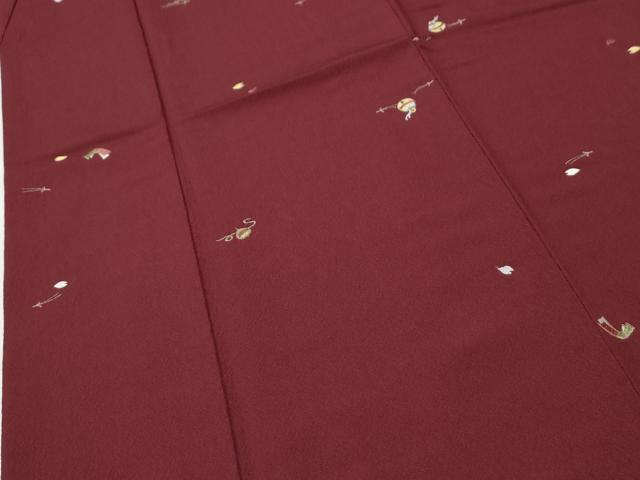 平和屋着物●京舞小紋 特選刺繍 鈴 溢れ松葉 独楽 金糸 反端付き 正絹 逸品 CABM3840yc