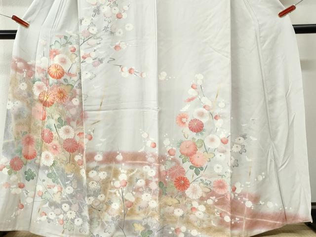 平和屋着物●訪問着 駒刺繍 竹垣枝菊文 暈し染め 金彩 正絹 逸品 CABM3845yc