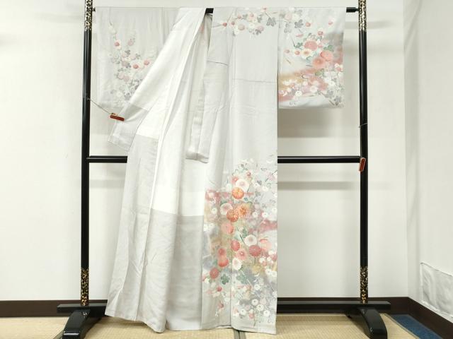 平和屋着物●訪問着 駒刺繍 竹垣枝菊文 暈し染め 金彩 正絹 逸品 CABM3845yc