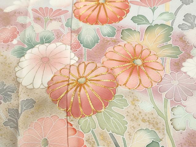平和屋着物●訪問着 駒刺繍 竹垣枝菊文 暈し染め 金彩 正絹 逸品 CABM3845yc