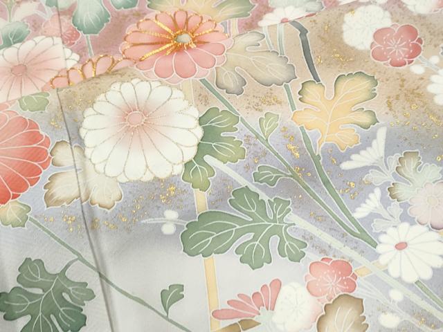 平和屋着物●訪問着 駒刺繍 竹垣枝菊文 暈し染め 金彩 正絹 逸品 CABM3845yc
