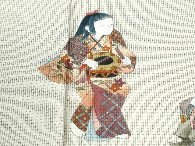 平和屋着物●訪問着 本場縞大島紬 手描き 童子遊び 正絹 逸品 未使用 CABM3852yc