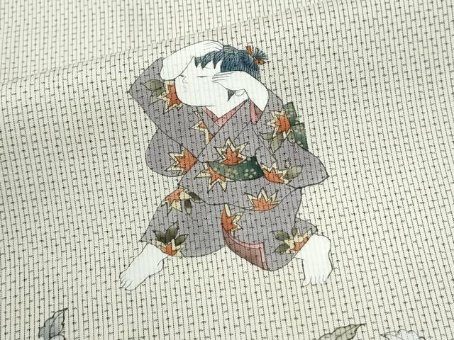 平和屋着物●訪問着 本場縞大島紬 手描き 童子遊び 正絹 逸品 未使用 CABM3852yc