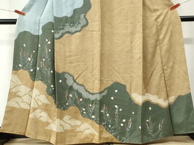 平和屋着物●訪問着 絞り 遠山枝花文 金彩 正絹 逸品 CABM3857yc