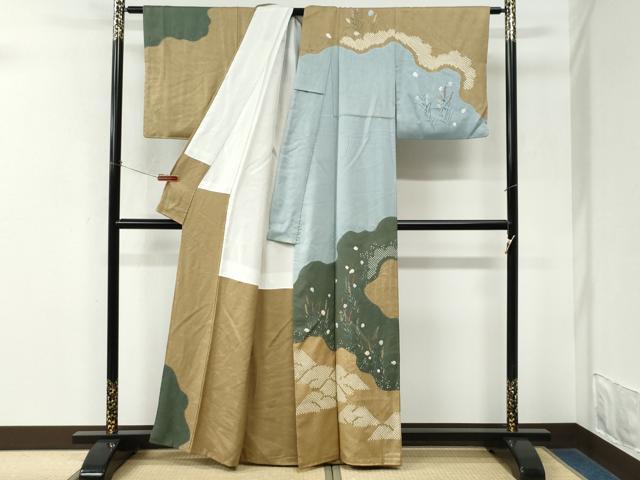 平和屋着物●訪問着 絞り 遠山枝花文 金彩 正絹 逸品 CABM3857yc