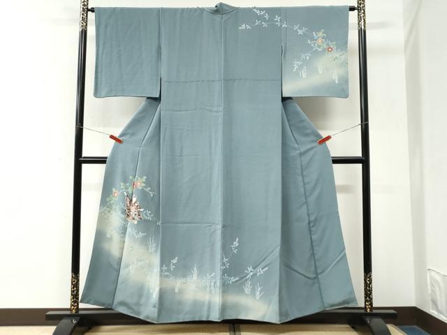 平和屋着物●訪問着 友禅 人物木賊枝花文 暈し染め 正絹 逸品 CABM3859yc