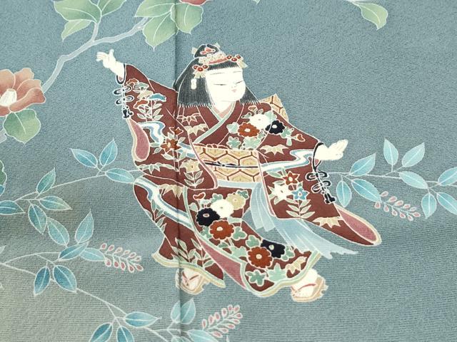 平和屋着物●訪問着 友禅 人物木賊枝花文 暈し染め 正絹 逸品 CABM3859yc
