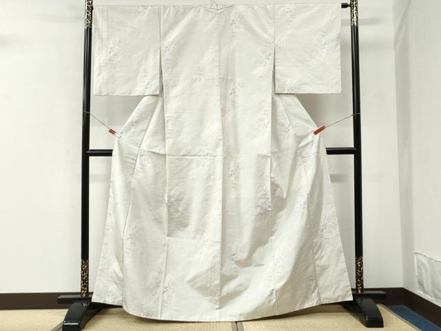 平和屋着物●本場大島紬 白大島 牡丹 正絹 逸品 CABM3868yc