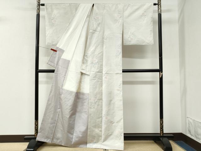 平和屋着物●本場大島紬 白大島 牡丹 正絹 逸品 CABM3868yc