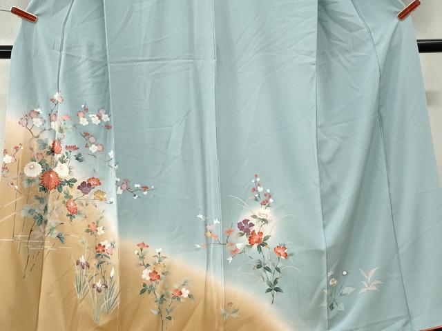 平和屋着物●訪問着 友禅 枝花文 暈し染め 正絹 逸品 CABM3871yc