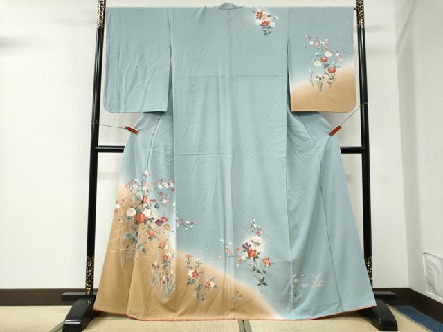 平和屋着物●訪問着 友禅 枝花文 暈し染め 正絹 逸品 CABM3871yc