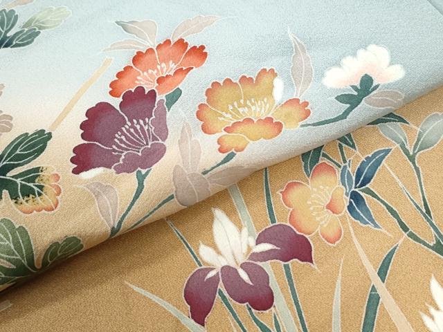 平和屋着物●訪問着 友禅 枝花文 暈し染め 正絹 逸品 CABM3871yc