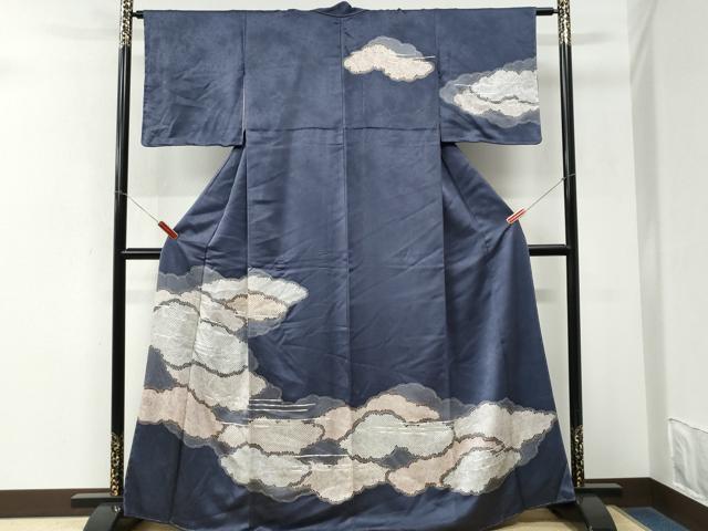 平和屋着物●訪問着 駒刺繍 絞り 霞雲重ね文 正絹 逸品 未使用 CABM3872yc