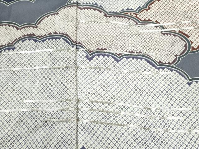 平和屋着物●訪問着 駒刺繍 絞り 霞雲重ね文 正絹 逸品 未使用 CABM3872yc