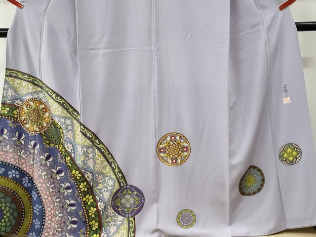 平和屋着物●染色作家 青野保夫 色留袖 更紗花文 金彩 正絹 逸品 CABM3875yc