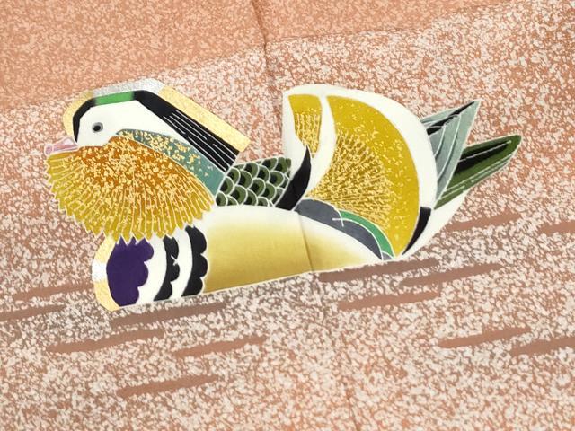 平和屋着物●人間国宝・羽田登喜男 訪問着 鴛鴦 金彩 正絹 逸品 未使用 CABM3878yc
