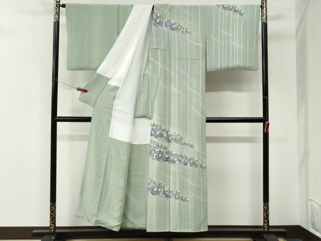 平和屋着物●本加賀友禅作家 片山則夫 訪問着 松葉文 正絹 逸品 CABM3883yc