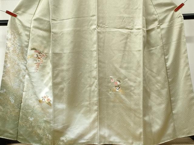 平和屋着物●訪問着 刺繍 エ霞雪芝花松文 暈し染め 金銀彩 正絹 逸品 未使用 CABM3890yc