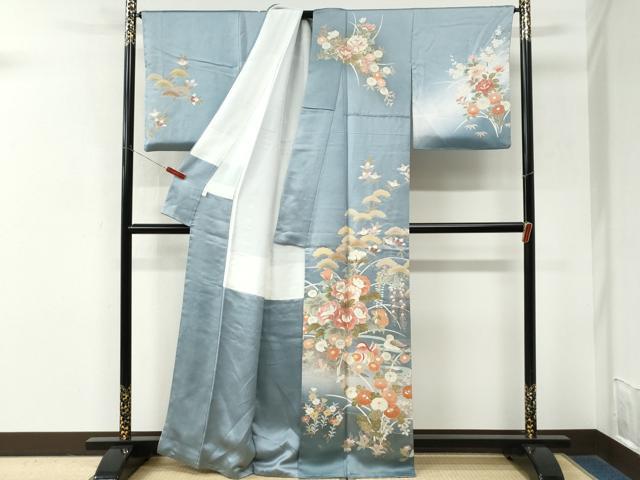 平和屋着物●訪問着 駒刺繍 鴛鴦牡丹花文 暈し染め 金彩 正絹 逸品 CABM3893yc
