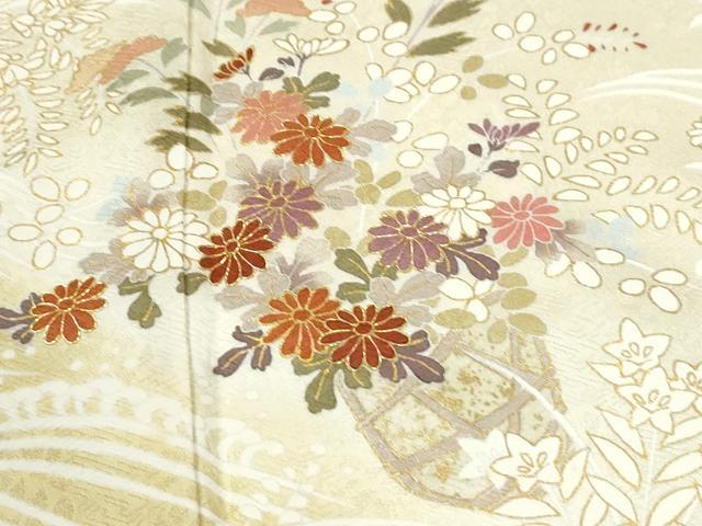 平和屋着物●訪問着 作家物 駒刺繍 浜松花籠文 暈し染め 金彩 正絹 逸品 CABM3894yc