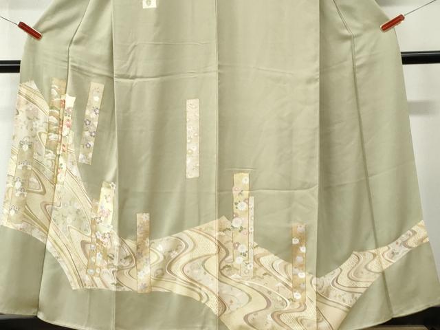 平和屋着物●訪問着 駒刺繍 道長短冊花唐草文 金彩 正絹 逸品 CABM3895yc