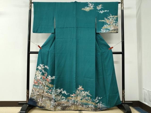 平和屋着物●訪問着 雲取り流水籬草花文 金彩 正絹 逸品 CABM3897yc